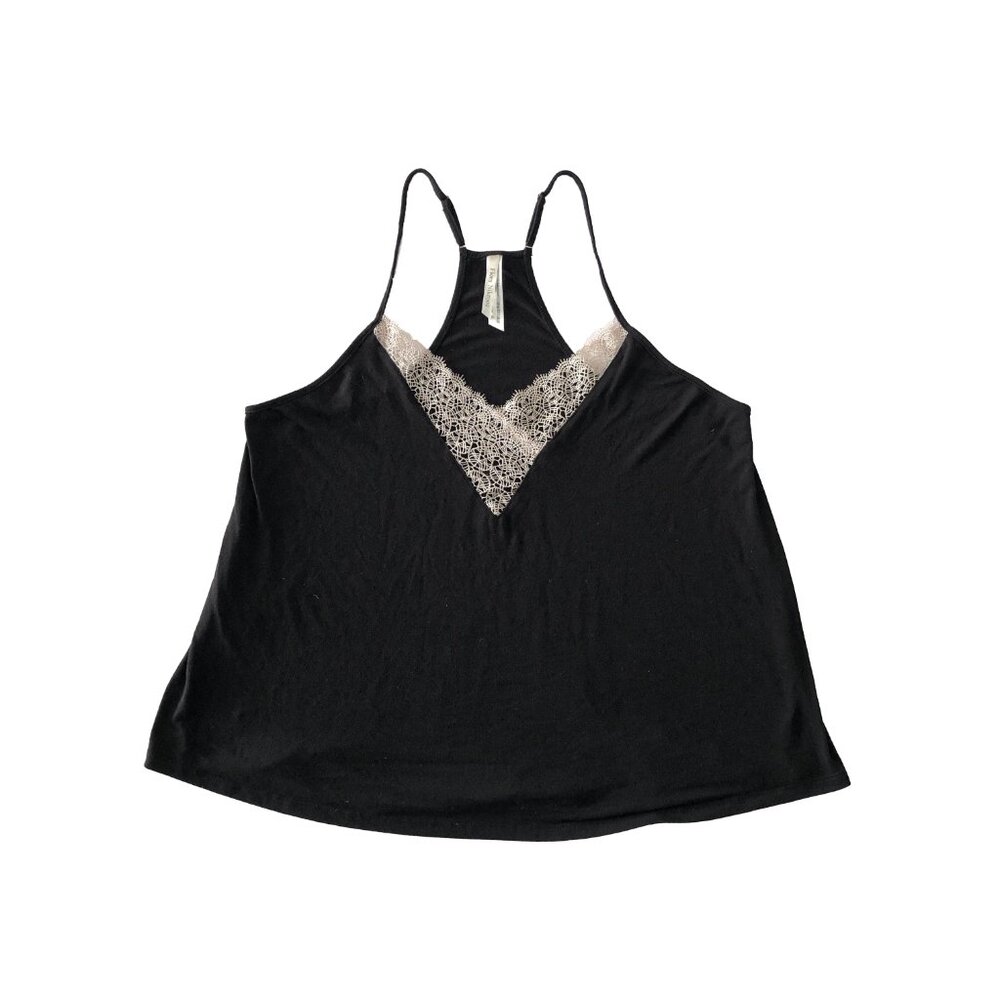 Flora Nikrooz Womens Size M Black Cream Lace Detail Gwen Travel Knit Cami Top